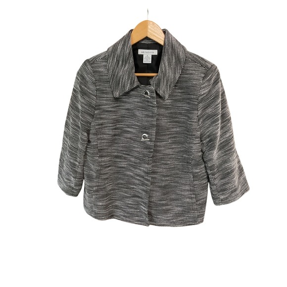 Liz Claiborne Blazer Tweed 3/4‎ Sleeve Button Front Career Jacket Size M - Picture 1 of 9